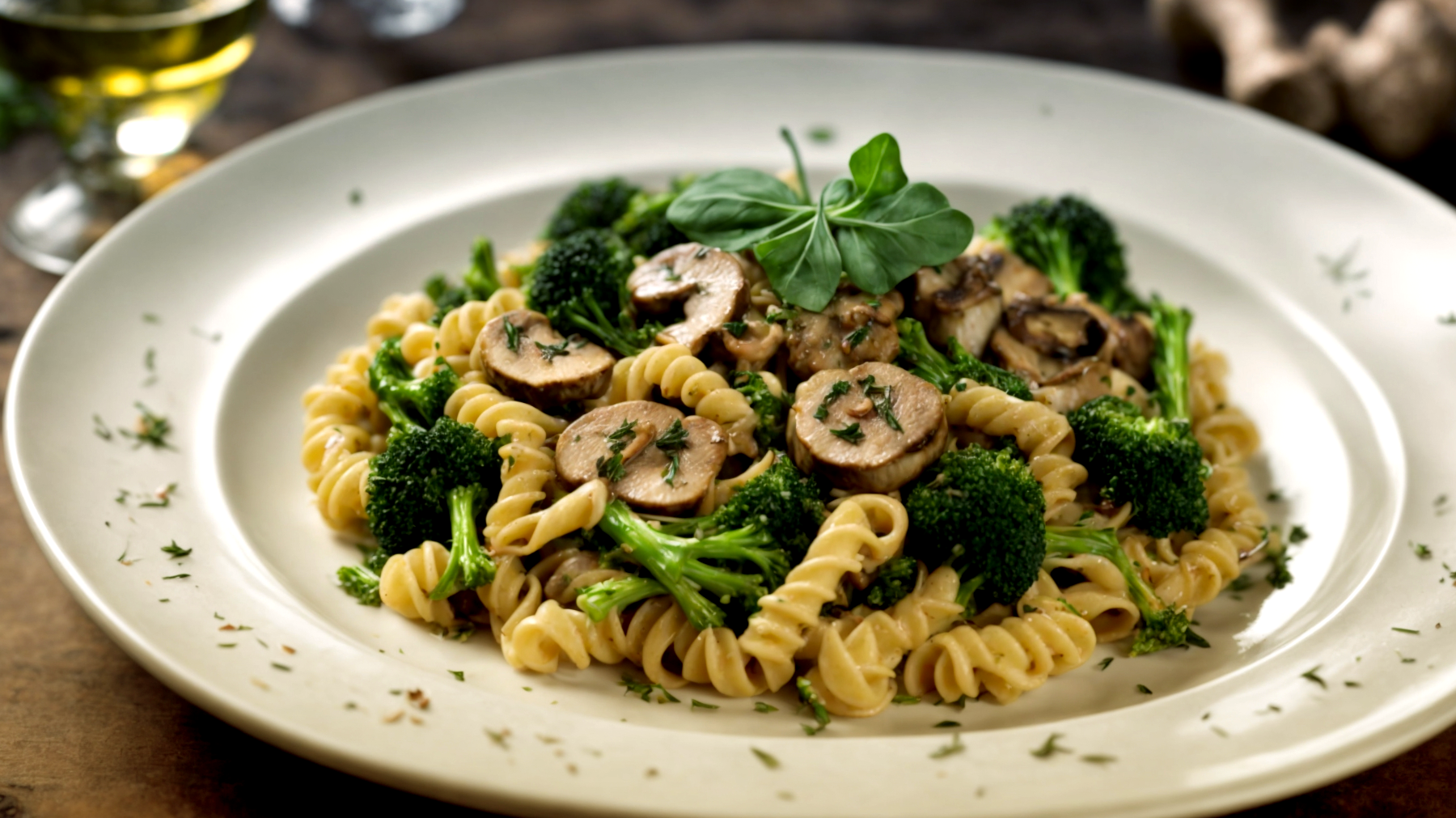 Fusilli salsiccia funghi porcini broccoliroccoli"