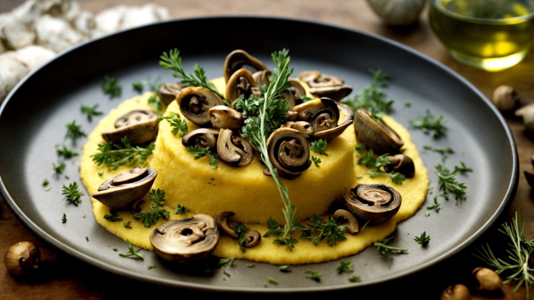 Polenta croccante carciofi funghi"